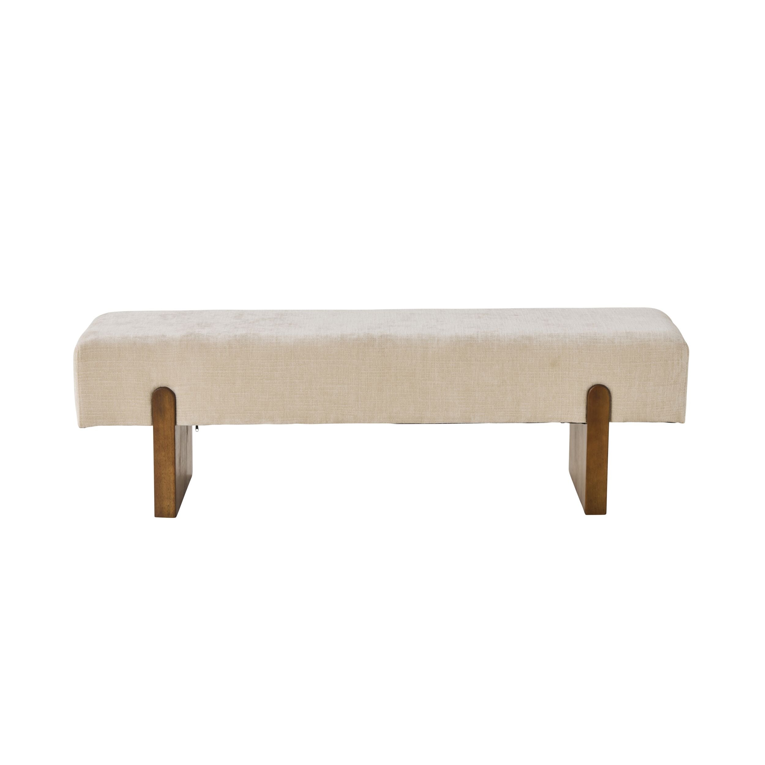 Textured Weave Upholstered Stool Parchment