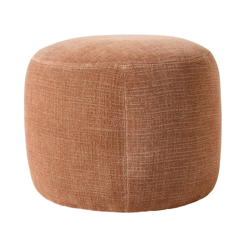 Small Round Fabric Ottoman Dusty Pink