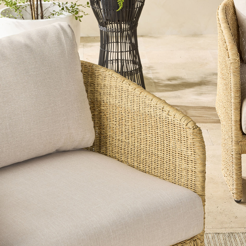 Synthetic Wicker Outdoor Armchair Natural Sand