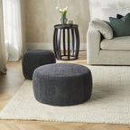 Grand pouf rond en tissu Shadow Black