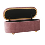 Banc de rangement en tissu texturé rose poudré
