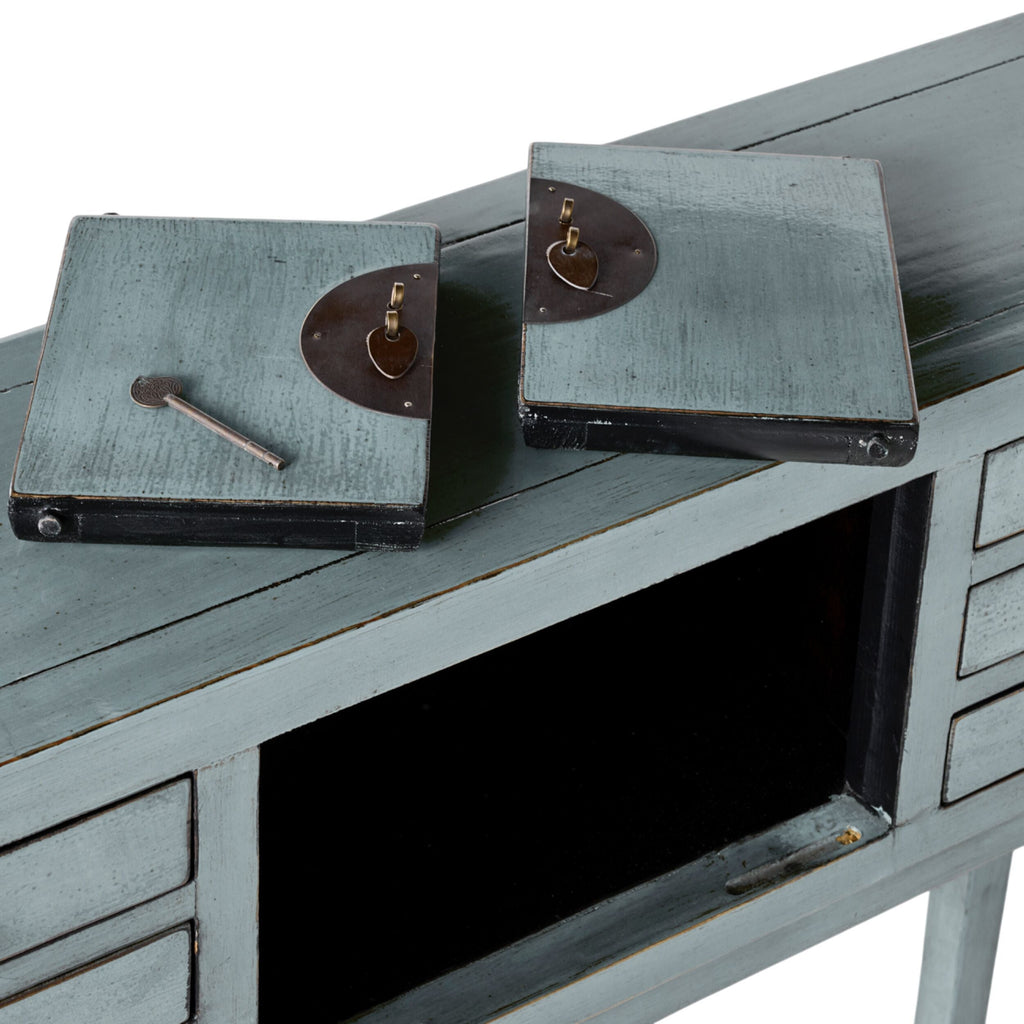 Chinese-Style Console 2 Door 6 Drawer Dove Grey