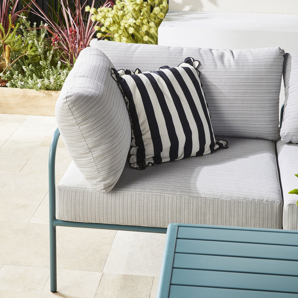 Scallop Edge Stripe Outdoor Cushion 45x45cm Black