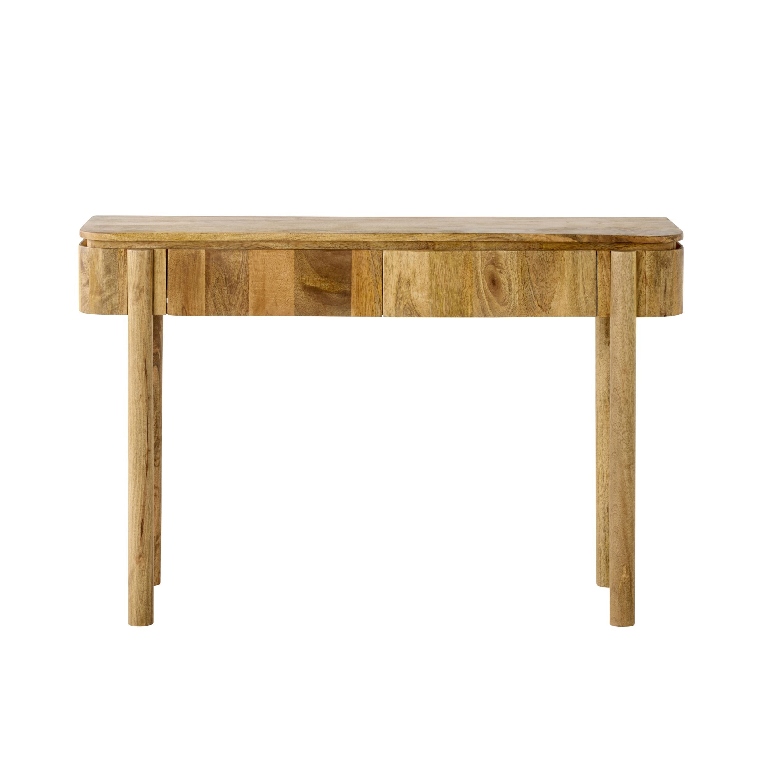 Solid Mango Wood Console Table 2 Drawer 120cm
