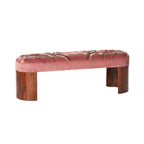 Banc brodé à la main en velours rose