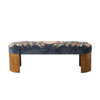 Banc en velours bleu marine foncé brodé à la main