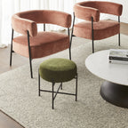 Repose-pieds rond en tissu vert sauge