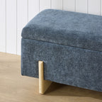 Banc de rangement en chenille bleu minéral