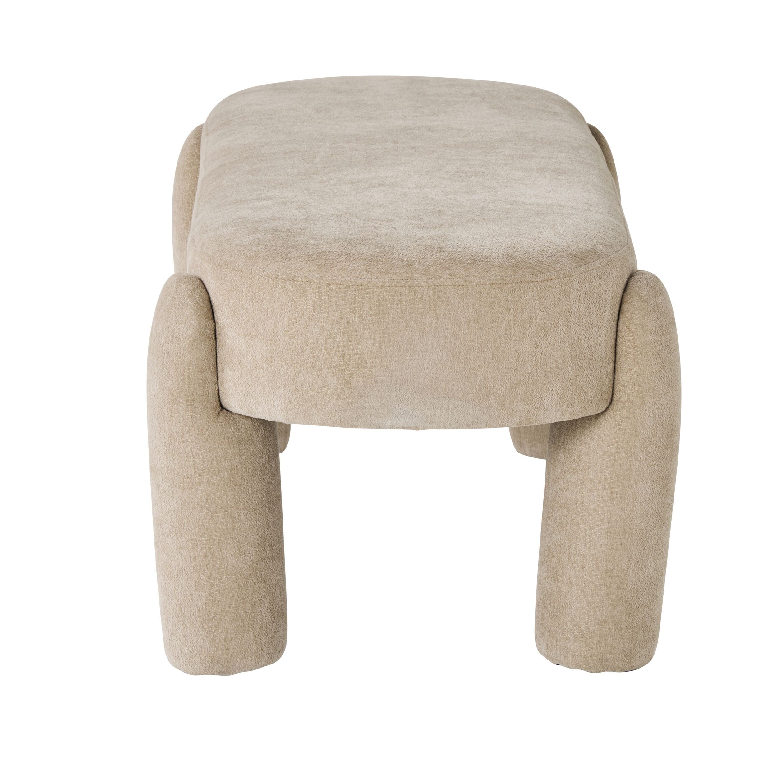 Chenille Upholstered Bench Shades of Taupe