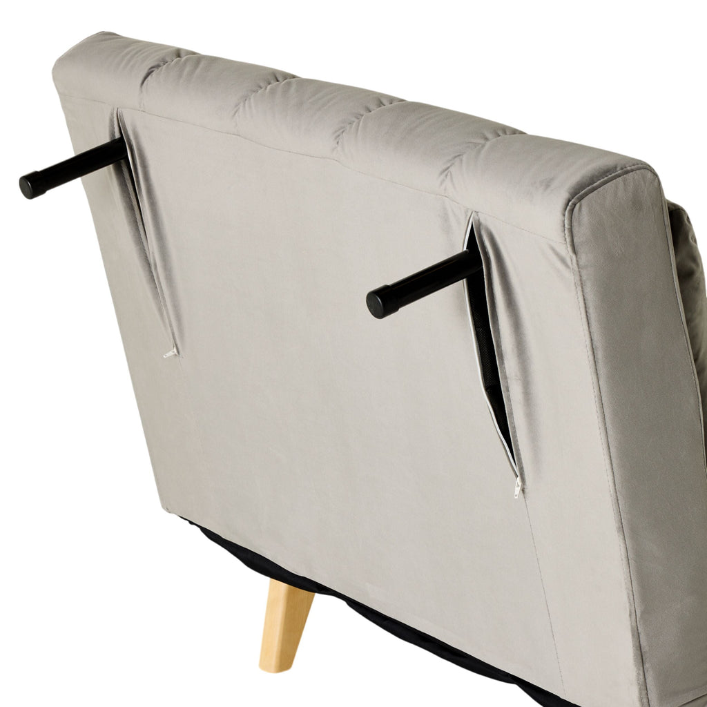 Velvet Single Sofa Bed Graphite Armless