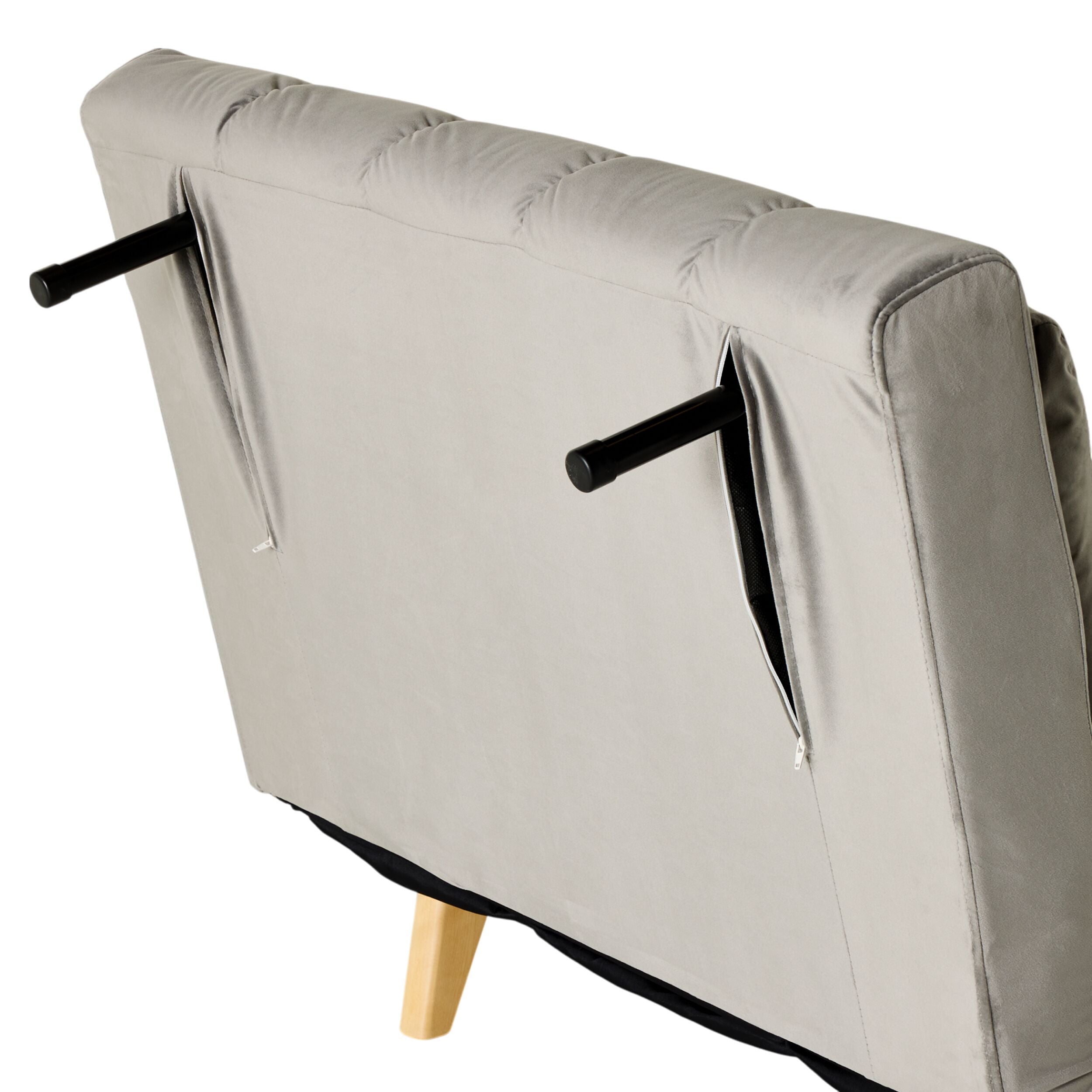 Velvet Single Sofa Bed Graphite Armless