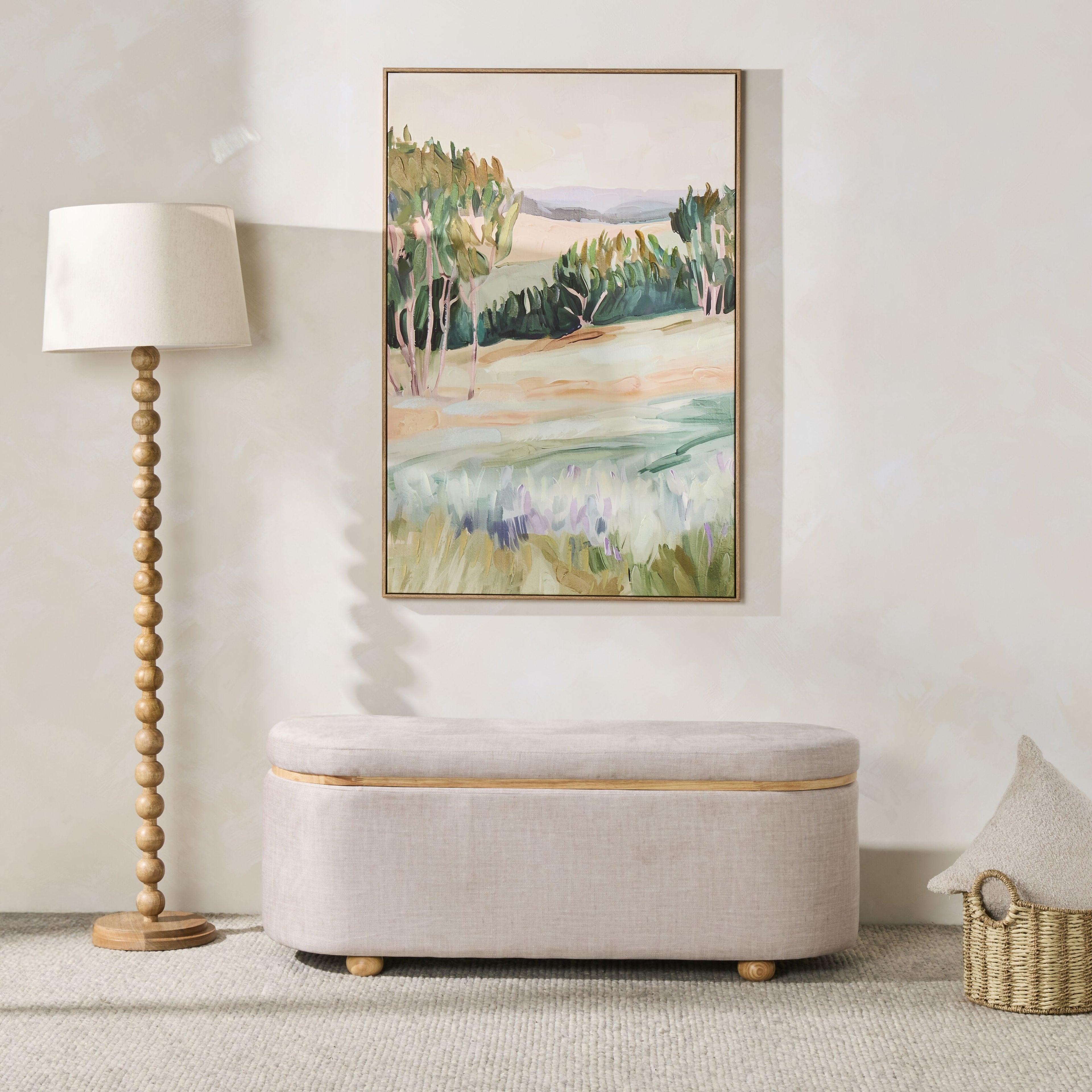 Textured Weave Storage Bench Pecan