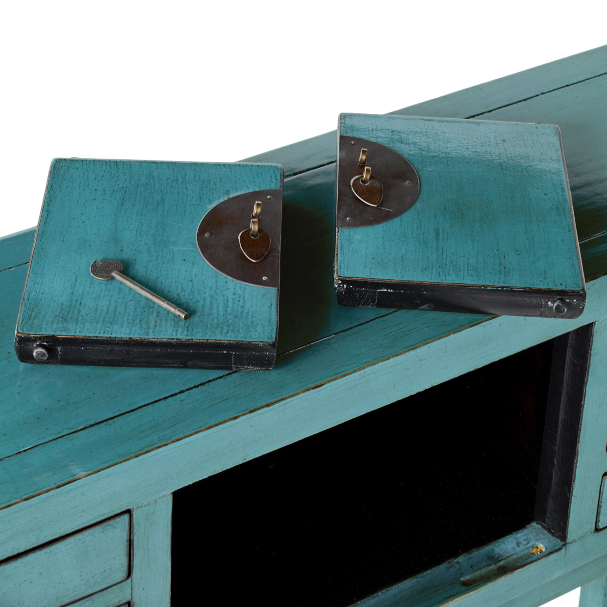 Chinese-Style Console 2 Door 6 Drawer Turquoise