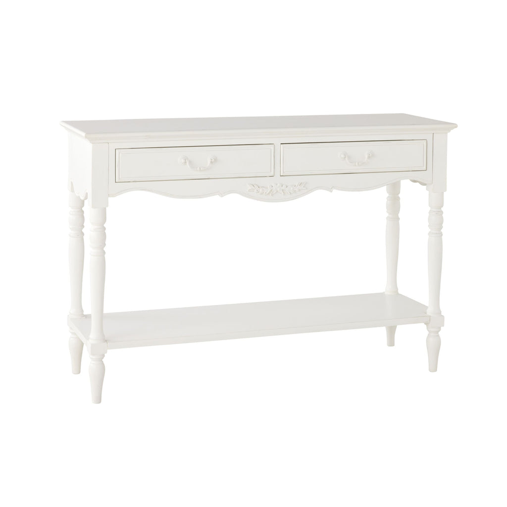 French Provincial Console Table White Antiqued