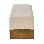 Tabouret rembourré en tissu texturé parchemin