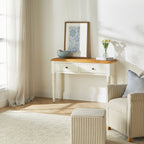 Console de table Hamptons Pin 2 tiroirs Blanc