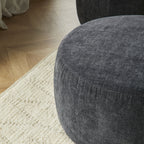 Grand pouf rond en tissu Shadow Black