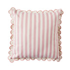 Coussin d'extérieur rayé avec bord festonné 45x45cm Rose poudré