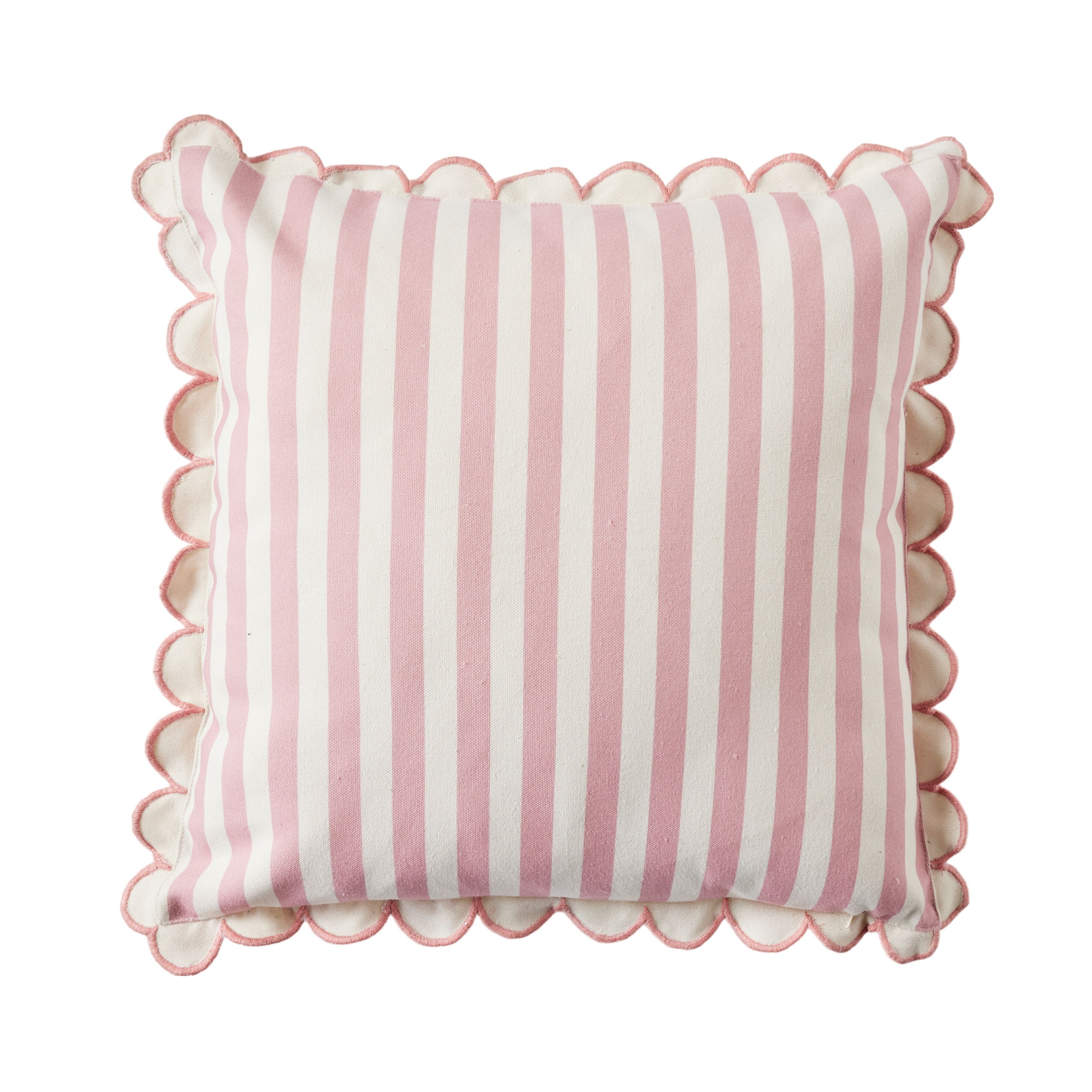 Scallop Edge Stripe Outdoor Cushion 45x45cm Blush Pink