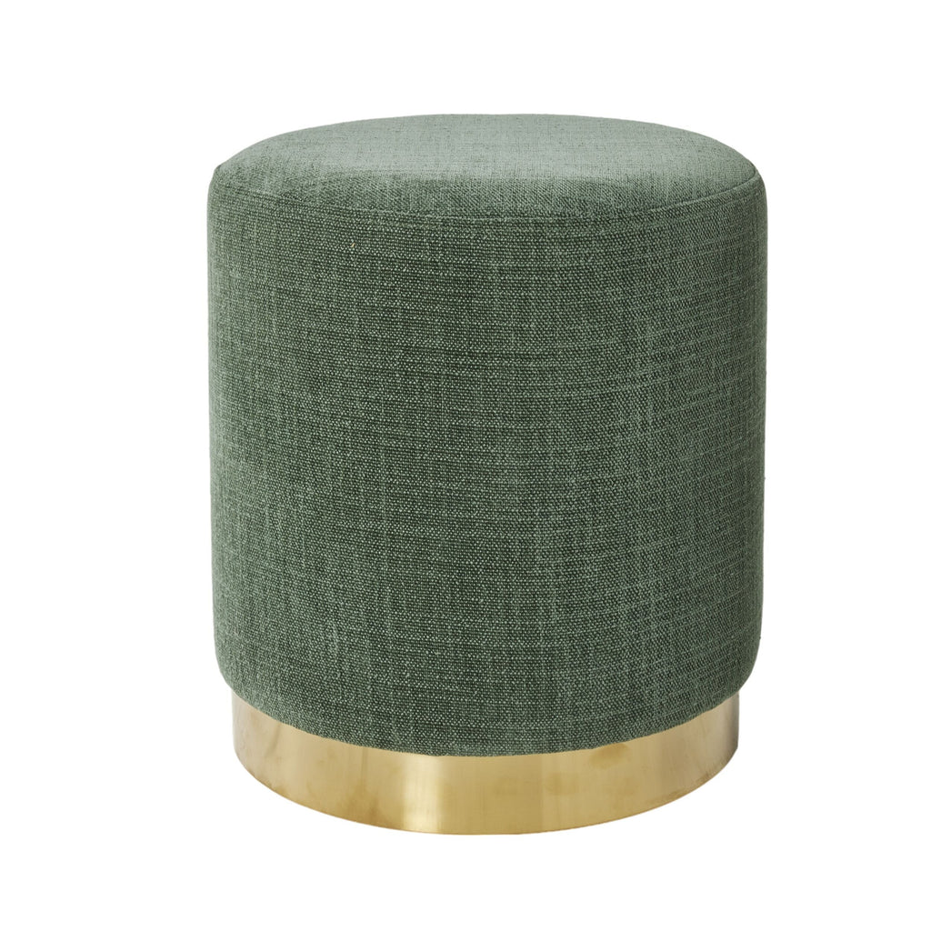 Round Fabric Ottoman Moss Green