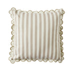Coussin d'extérieur rayé avec bord festonné 45x45cm Taupe