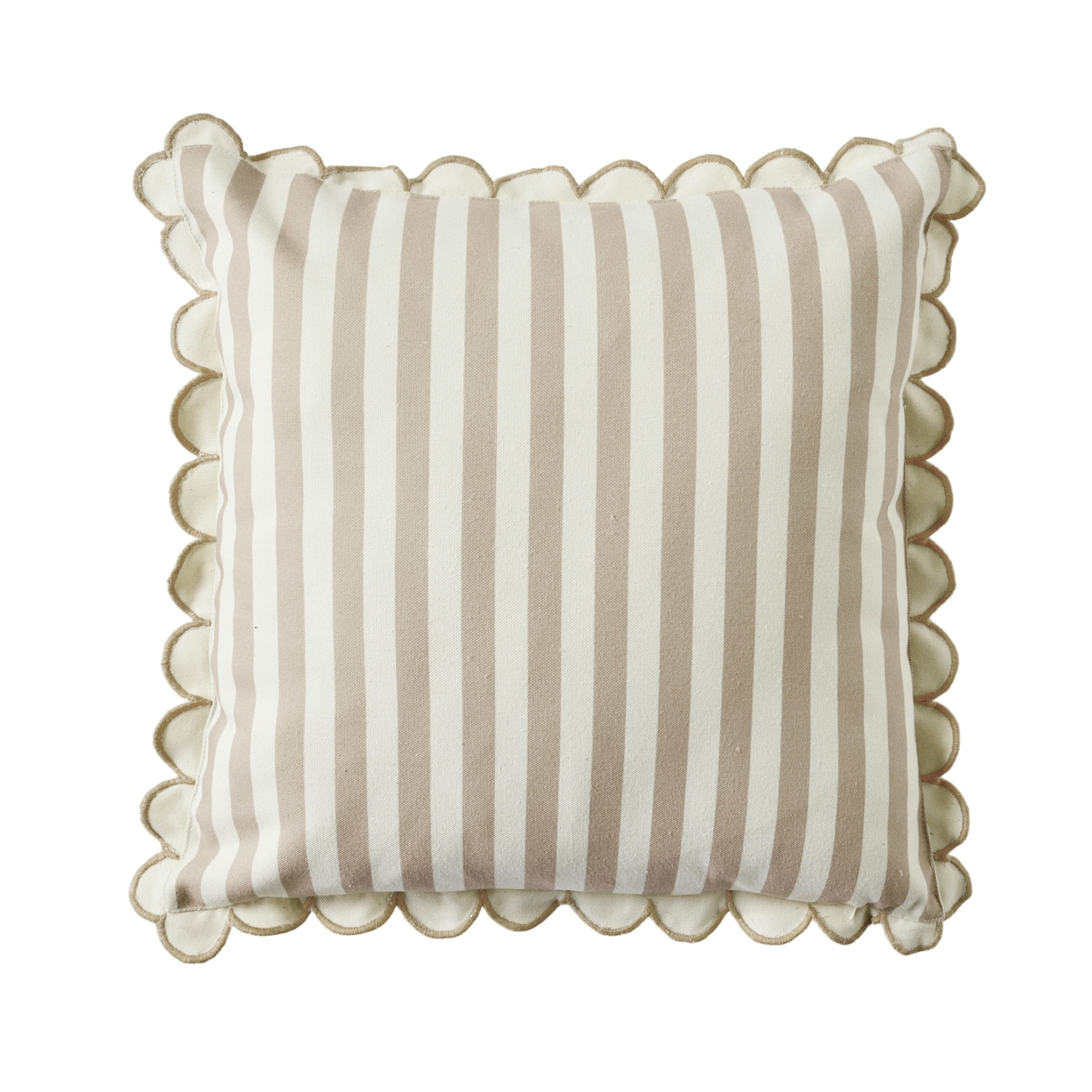 Scallop Edge Stripe Outdoor Cushion 45x45cm Taupe