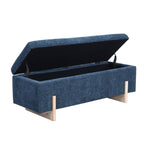 Banc de rangement en chenille bleu minéral