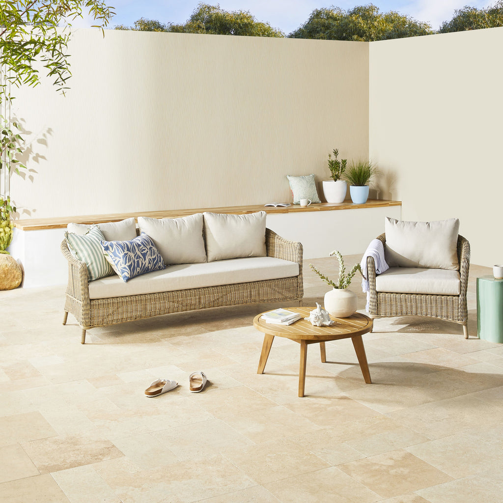 Hamptons Wicker Outdoor Armchair Natural