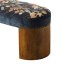 Banc en velours bleu marine foncé brodé à la main