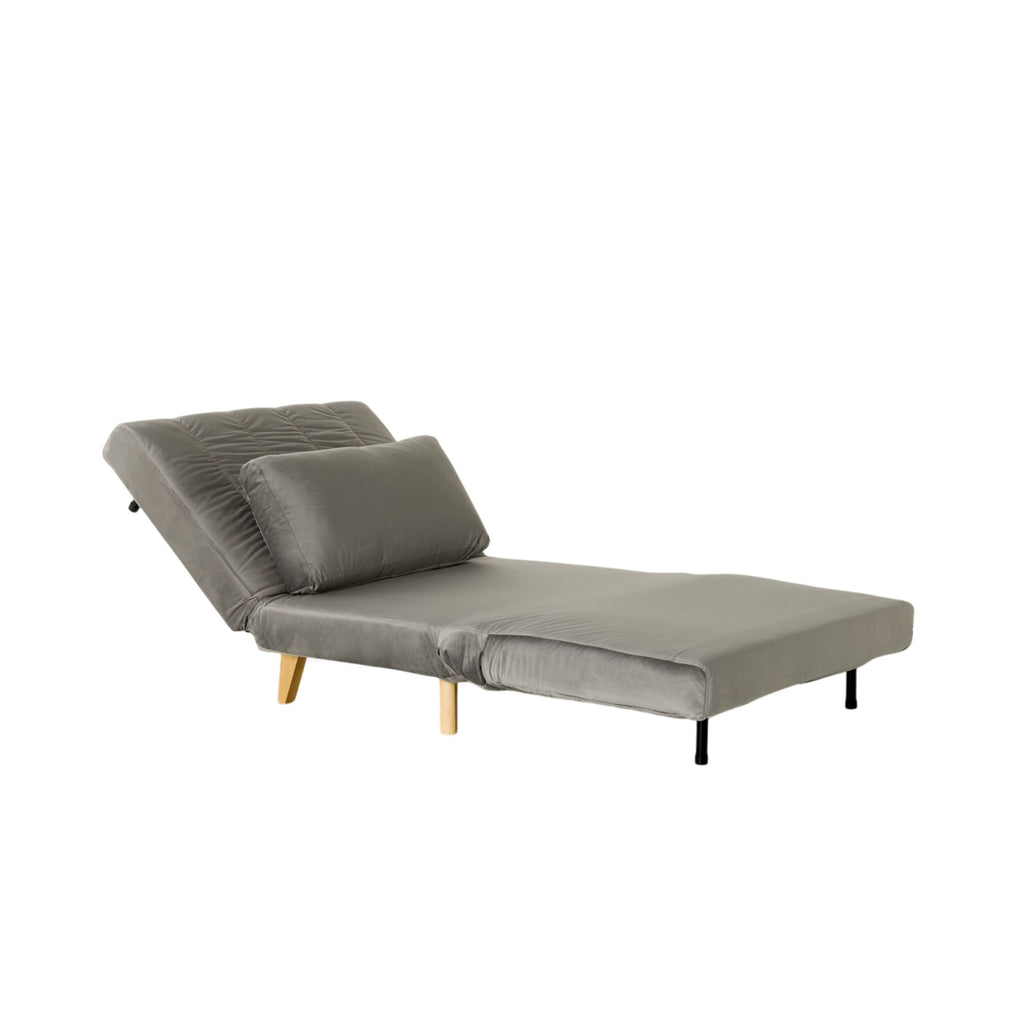 Velvet Single Sofa Bed Graphite Armless