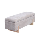 Banc de rangement en chenille lin taupe