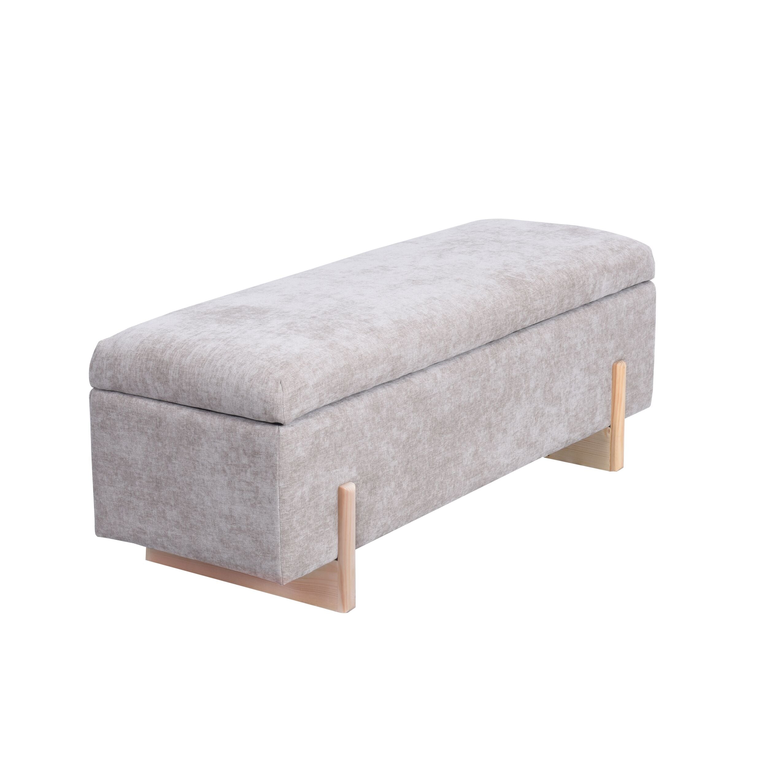Chenille Storage Bench Flax Taupe