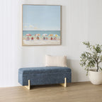 Banc de rangement en chenille bleu minéral