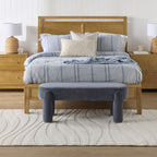 Banc rembourré en chenille, nuances indigo