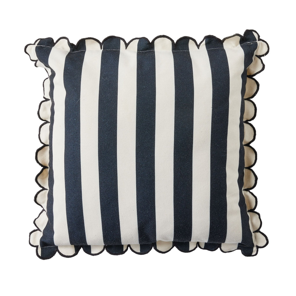 Scallop Edge Stripe Outdoor Cushion 45x45cm Black