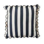 Coussin d'extérieur rayé à bord festonné 45x45cm Noir