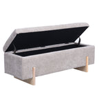 Banc de rangement en chenille lin taupe