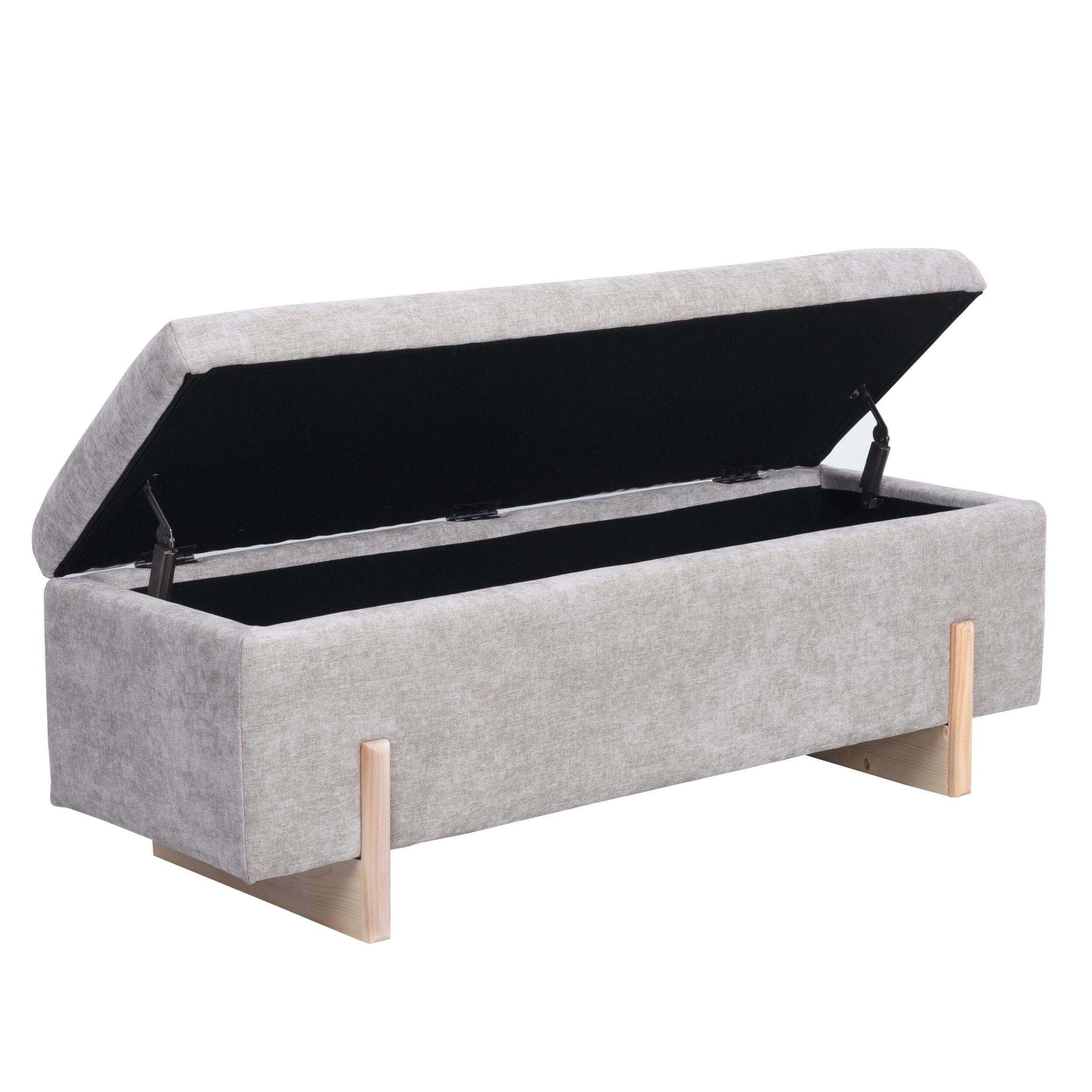 Chenille Storage Bench Flax Taupe