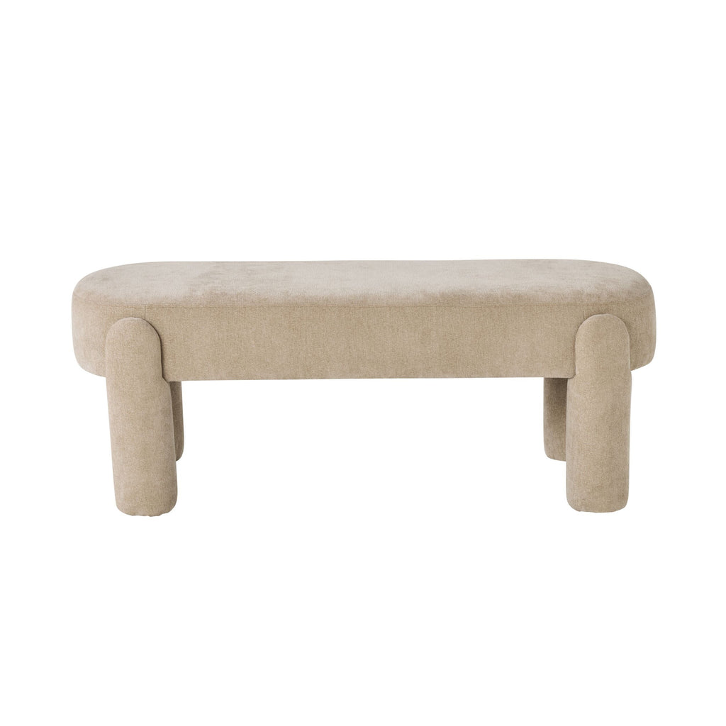 Chenille Upholstered Bench Shades of Taupe