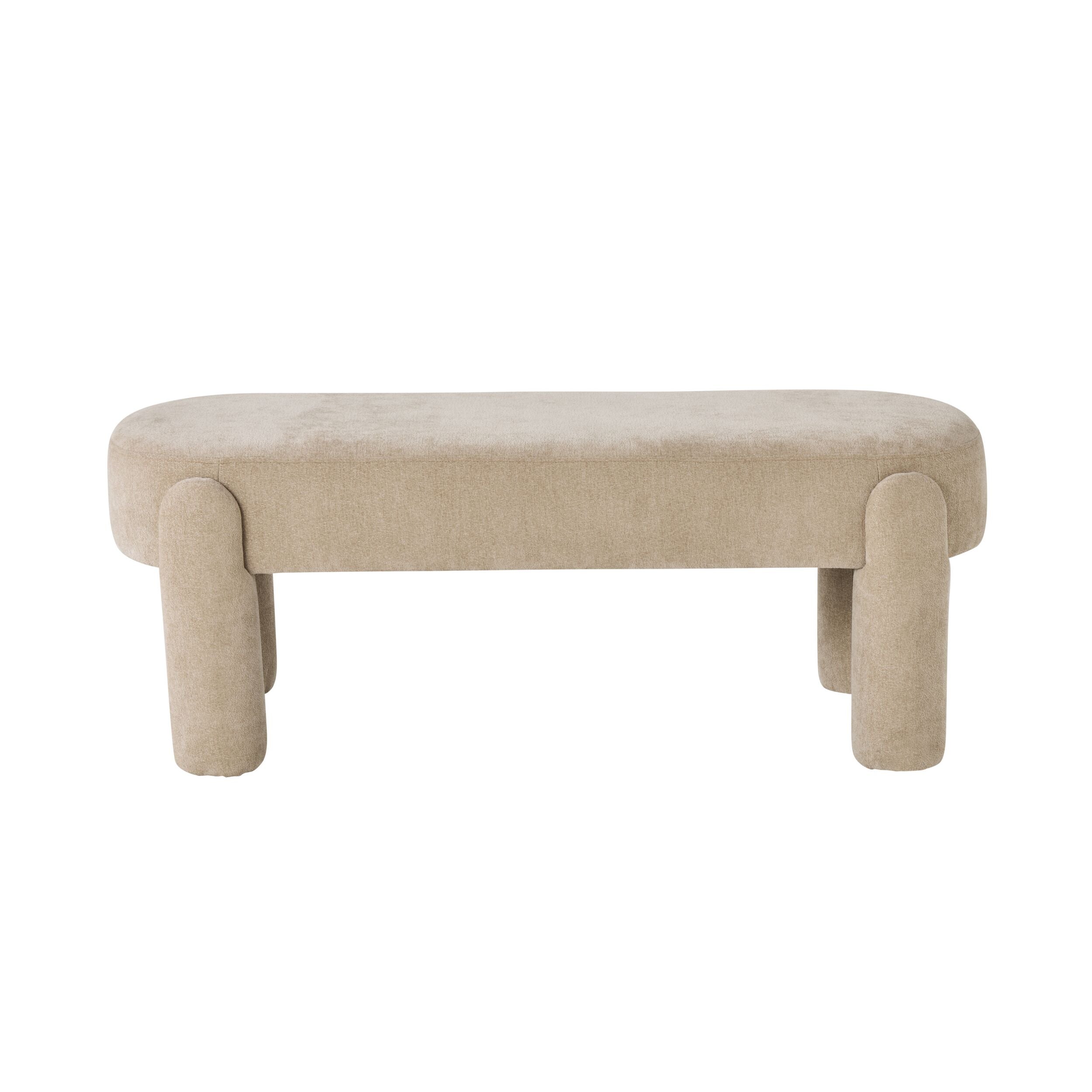 Chenille Upholstered Bench Shades of Taupe