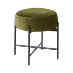 Repose-pieds rond en tissu vert sauge