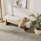 Tabouret rembourré en tissu texturé parchemin