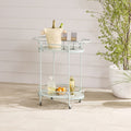 Two-Tier Outdoor Drinks Trolley Green Iron