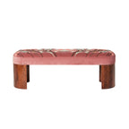 Banc brodé à la main en velours rose