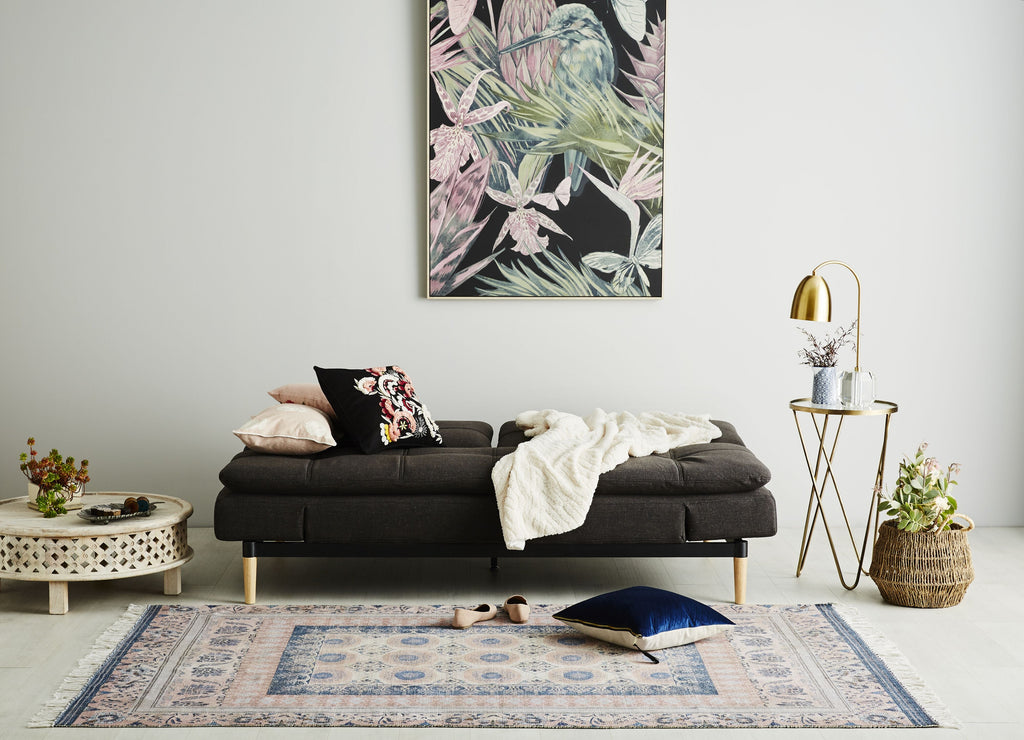 Convertible Fabric Sofa Bed Charcoal Grey