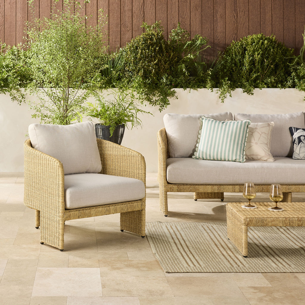 Synthetic Wicker Outdoor Armchair Natural Sand