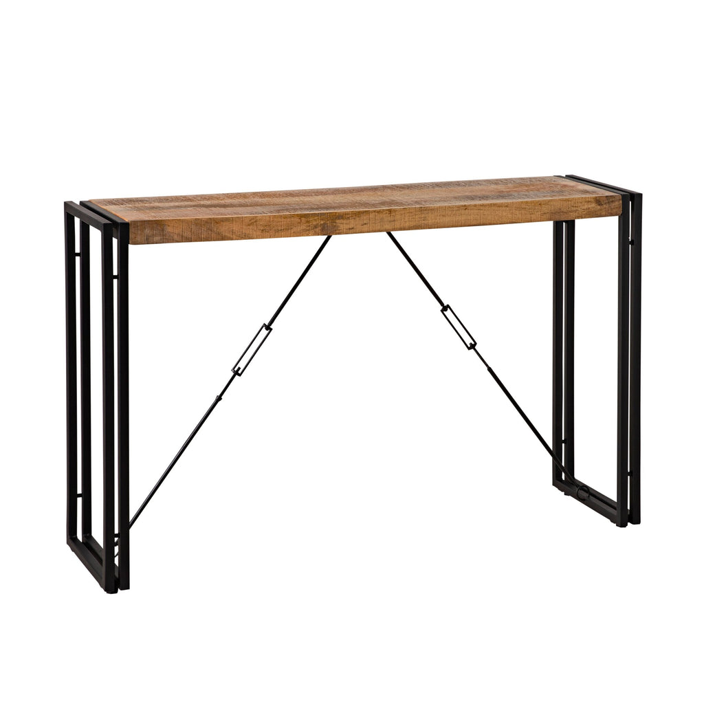 Mango Wood Loft-Style Console Table Black Frame