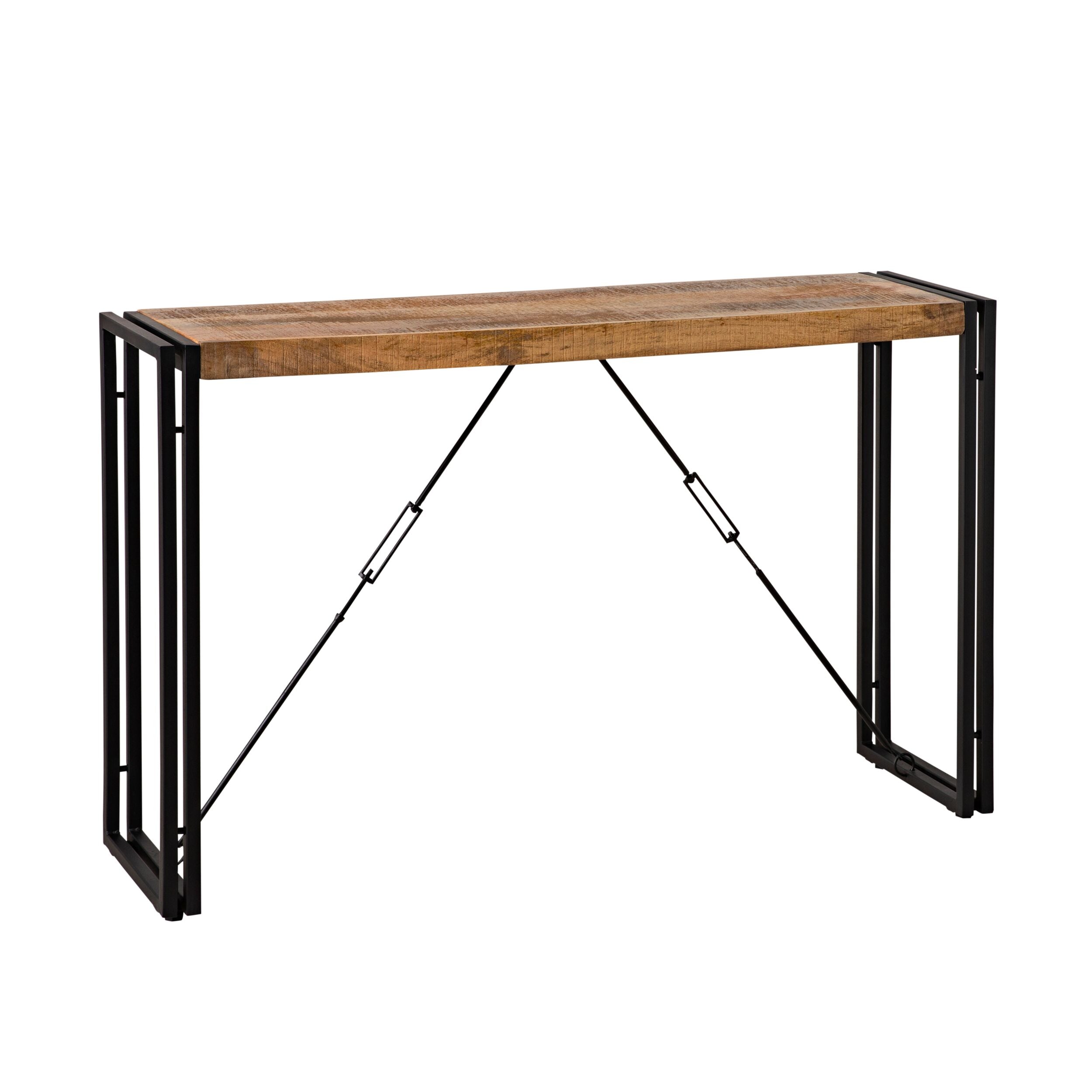 Mango Wood Loft-Style Console Table Black Frame