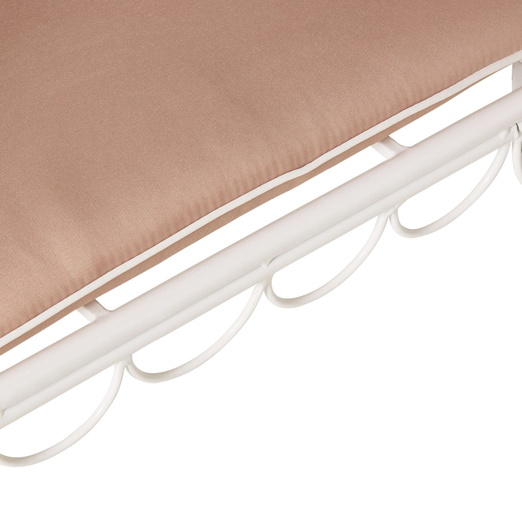 Scalloped Iron Outdoor Chair White with Pink Cushion