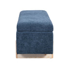 Banc de rangement en chenille bleu minéral